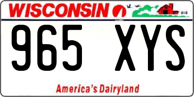 WI license plate 965XYS