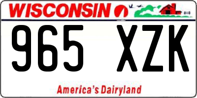 WI license plate 965XZK