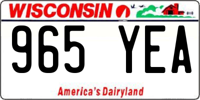 WI license plate 965YEA