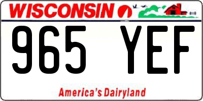 WI license plate 965YEF