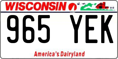 WI license plate 965YEK