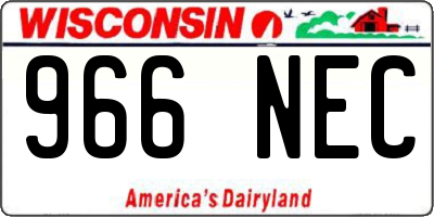 WI license plate 966NEC