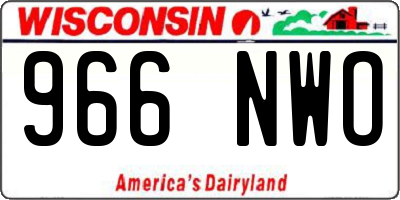 WI license plate 966NWO