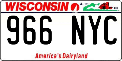 WI license plate 966NYC