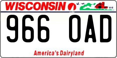 WI license plate 966OAD