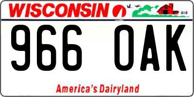 WI license plate 966OAK