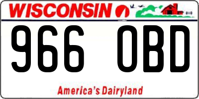 WI license plate 966OBD