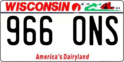WI license plate 966ONS