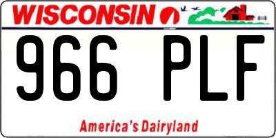 WI license plate 966PLF