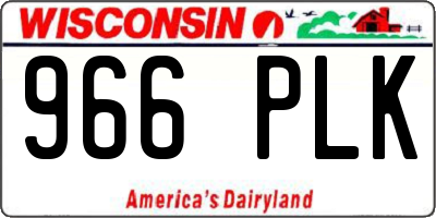 WI license plate 966PLK
