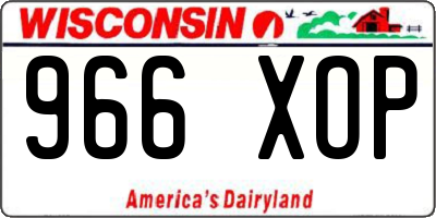 WI license plate 966XOP