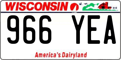 WI license plate 966YEA