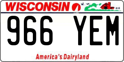 WI license plate 966YEM