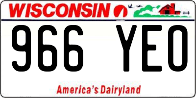 WI license plate 966YEO
