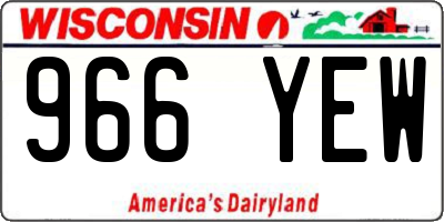 WI license plate 966YEW