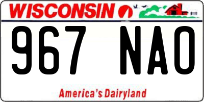 WI license plate 967NAO