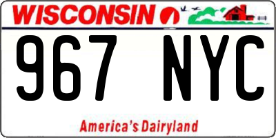 WI license plate 967NYC