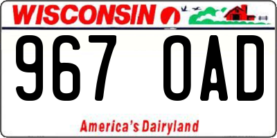 WI license plate 967OAD