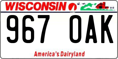 WI license plate 967OAK