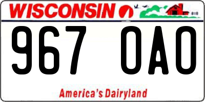 WI license plate 967OAO