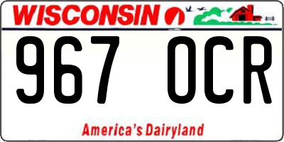 WI license plate 967OCR