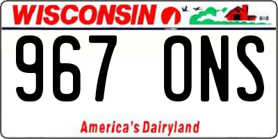 WI license plate 967ONS