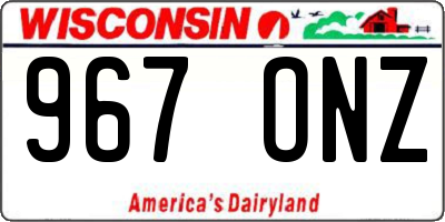 WI license plate 967ONZ