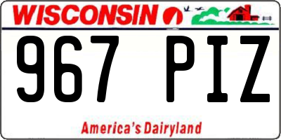 WI license plate 967PIZ