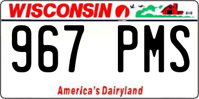 WI license plate 967PMS