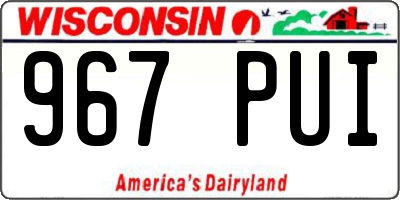 WI license plate 967PUI