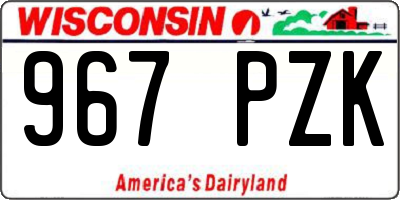 WI license plate 967PZK