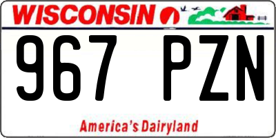 WI license plate 967PZN