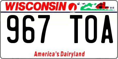 WI license plate 967TOA