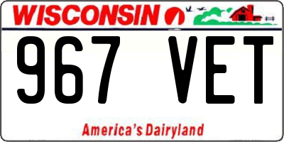 WI license plate 967VET