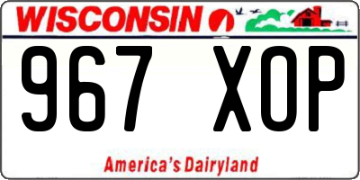 WI license plate 967XOP