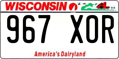 WI license plate 967XOR
