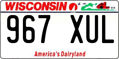 WI license plate 967XUL