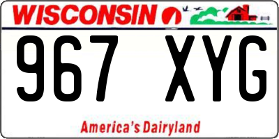 WI license plate 967XYG