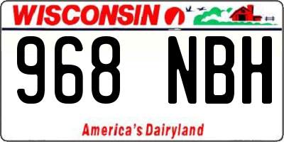 WI license plate 968NBH