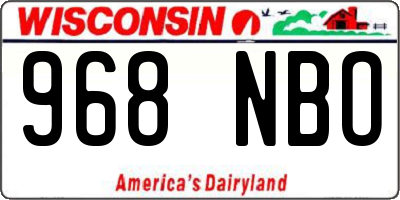 WI license plate 968NBO