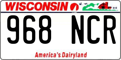 WI license plate 968NCR