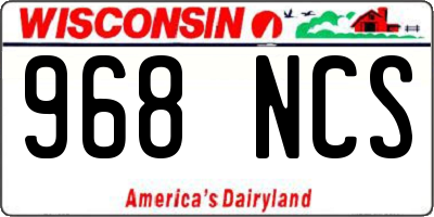 WI license plate 968NCS