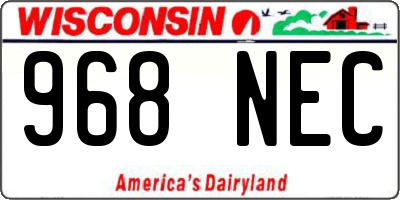 WI license plate 968NEC