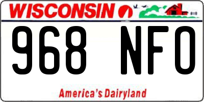 WI license plate 968NFO