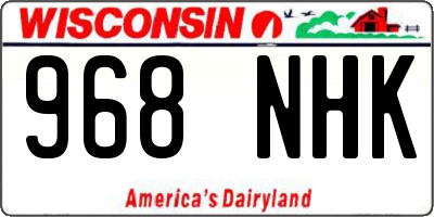 WI license plate 968NHK