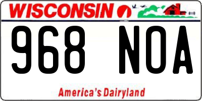 WI license plate 968NOA