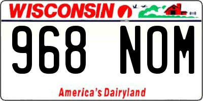 WI license plate 968NOM