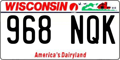 WI license plate 968NQK