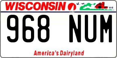 WI license plate 968NUM