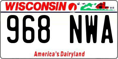 WI license plate 968NWA